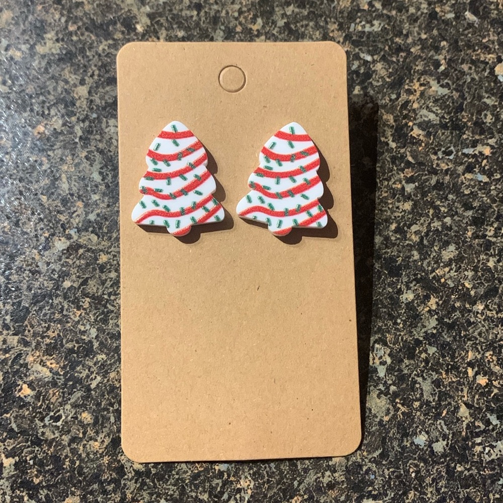 Christmas tree cake earrings